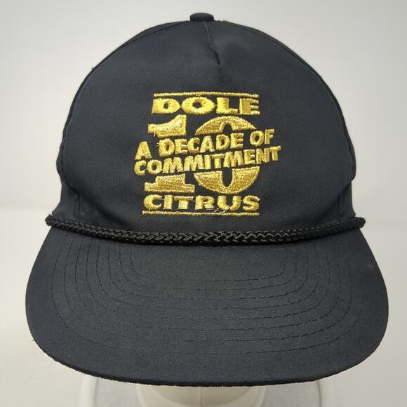 Dole A 10 Decade Commitment Citrus Snapback Trucker Hat Black OS Rope Mohr's - Picture 2 of 10